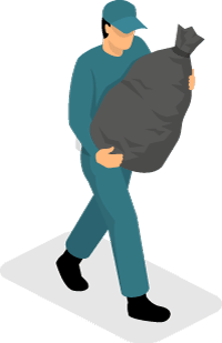 ゴミ袋を運んでいる社員のイラスト