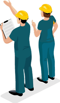 点検している2人の社員のイラスト